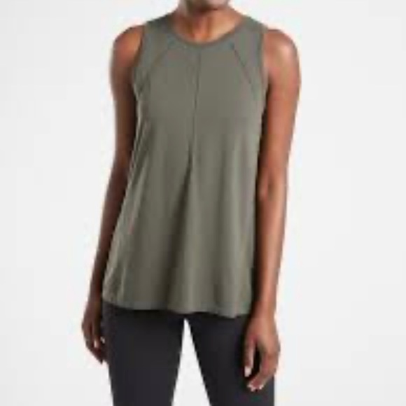 Athleta Tops - ATHLETA Foothill Crew Mountain Olive Open Back Shirt, Size Small
